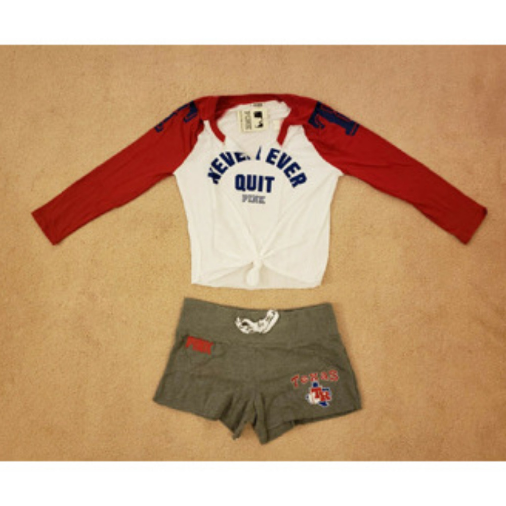 TEXAS RANGERS Baseball Tee Shirt Shorts Victoria's Secret Women's Apparel